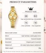 OLEVS Gold Watches for Women Luxury Wrist Watches Day and Date Waterproof Stainless Steel Quartz Analog Lightweight Ladies Watches Adjustable Bracelet Simple Dress Wristwatch Gold Black White Dial - Image 5